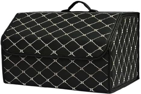 JHYGBKYHGG Kofferraum Organizer für Tesla Model Y 2020‑2023,PU-Leder Faltbare Zusammenklappbarer Wasserfeste Langlebig Aufbewahrungsbox Innenraum Zubehör,Black-Beige-XL