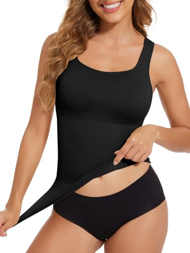 Joyshaper Shape Unterhemd Damen Body Shaper Bauch Weg Bauchkontrolle Shaping Unterhemd Tanktop Shirt Camisole Formende Tops Für Damen Figurformendes Schwarz#01 XXL
