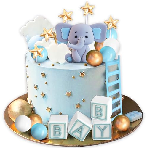 Its a Boy Cake Decorations Elephant Cake Topper Balls Decoration | for Baby Boy Birthday Party Gender Reveal Baby Shower Party Supplies