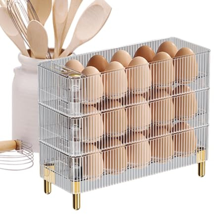 Eierbox,Eierbehälter, Eierbehälter für Kühlschrank, Aufbewahrungsbox für FrischeEier Behälter Plastik, Eierbehälter, Eierspender mit 3 Etagen, Eierhalter, Eier Organizer Behälter,Automatische Rolling