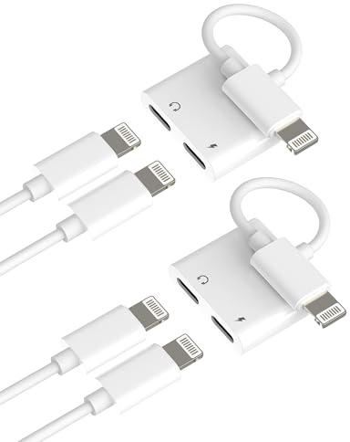 Adaptador Doble Lightning Jack Auriculares(2pack)Conector Audio para IPhone 14 13 12 Auxiliar Cargador Cable Certificado MFI para Apple Accesorios Coche para iPad Headphones Lighting Microfono Adapter