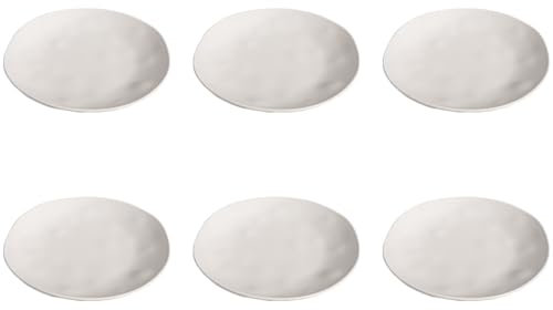 Abode Homewares Organic Cream newWave Microwave Safe Premium Melamine Salad Plate, Set of 6, Cream, 8.5