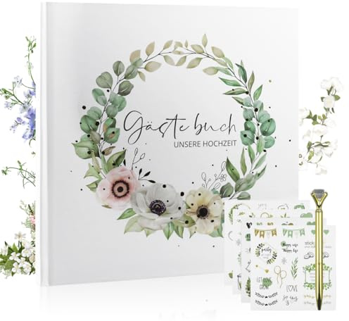 Doksvp Guest Book Matrimonio,Libro degli Ospiti Matrimonio Vuoto,Libro degli Ospiti da Compilare e Incollare Foto,Libro degli Ospiti di Nozze per Ricordi Indimenticabili con Penne E Adesivi di Nozze