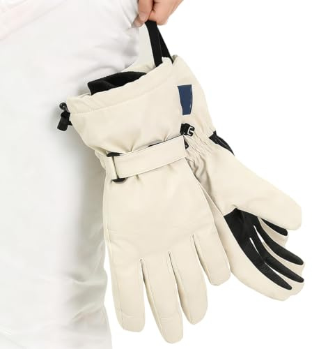 NexusGoods Guantes Invierno con Pantalla Táctil - Impermeables Y Térmicos para Hombre Y Mujer - para Moto, Esquí, Snowboard, Running, Trabajo, Viajes (Beige,S)