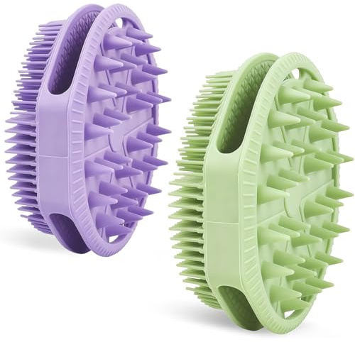 OuryTech Brosse Corporelle en Silicone, Pack de 2 Éponges de Douche Comme Gommage Corporel Brosse de Douche Avec Brosse en Silicone Pour Brosser le Corps Éponge Exfoliante et Brosse de Douche Pour