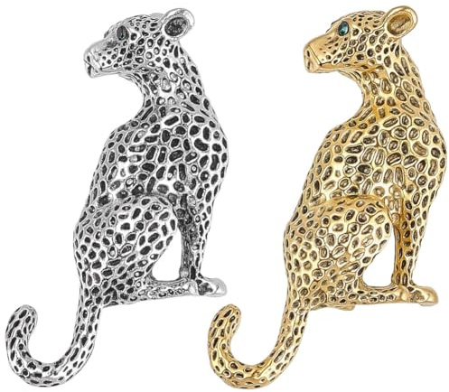 WADORN Spilla a forma di leopardo in 2 colori, spilla a forma di animale vivace per donne e uomini, graziosa spilla da bavero con gemelli, per abiti, cappelli, borse, abiti, cravatte, accessori per