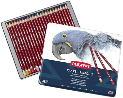 Derwent Pastellpennor, Rita och Skriv, Set med 24 Pennnor, Perfekt för Blandningstekniker och Färgläggning, Konstnärskvalitet, 32992