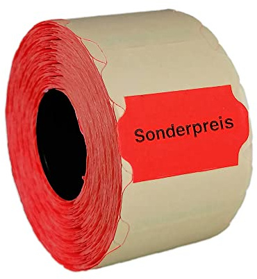 10 Rollen Preisetiketten 32x19 leucht-rot permanent Aufdruck: Sonderpreis mittig | 10.000 Etiketten | Preisauszeichner Etiketten | HUTNER