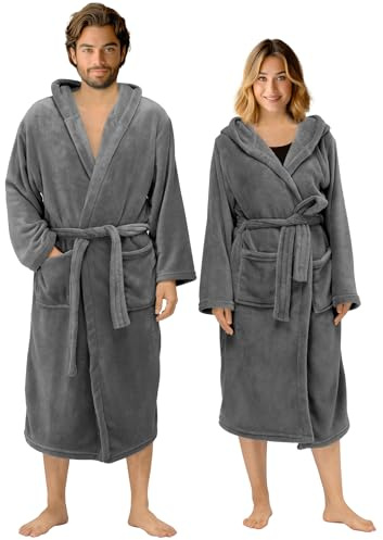 HOMELEVEL peignoir de flanelle surdimensionné Unixex pour dames et messieurs robe de chambre peignoir de sauna de voyage peignoir de sauna doux et douillet