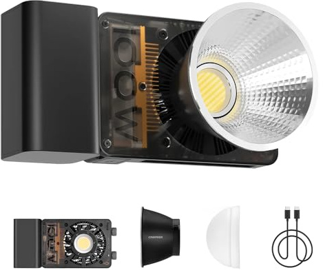 Zhiyun Cinepeer CX100 - Luz de vídeo portátil (100 W, 4500 mAh, batería de doble color, COB continua, salida 2700 K-6500 K, iluminación fotográfica, estudio para películas/transmisión en vivo/estudio
