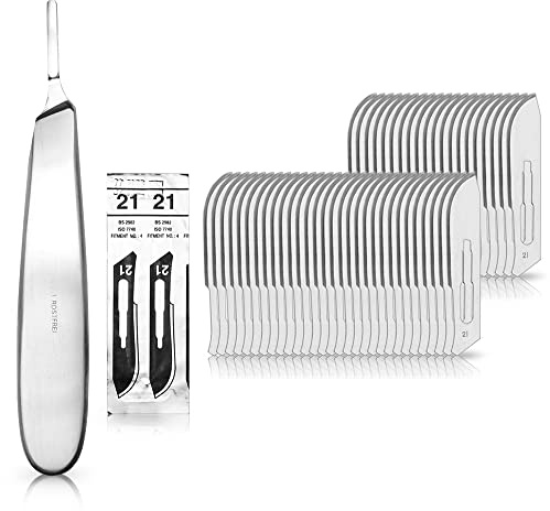Set: 50 Skalpellklingen Fig. 21 + Skalpellhalter bauchig