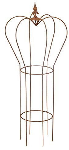 Rankgitter Rankhilfe Obelisk mit Drahtkrone Oben Rankgerüst Metall Eisen Rost Deko Staudenhalter rund