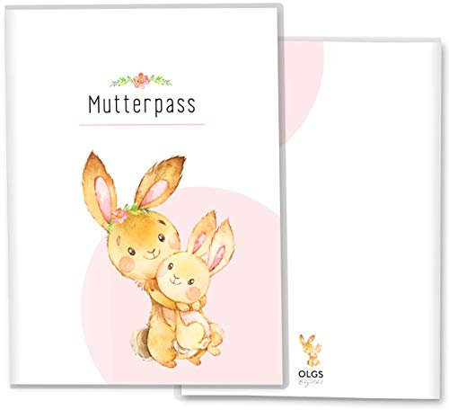 OLGS Mutterpasshülle 3-teilig Hab dich lieb | Baby Schwangerschaft Geschenkidee Schutzhülle für den Mutterpass | Für werdende Mütter (Deutsche Mutterpasshülle ohne Personalisierung, Hase)