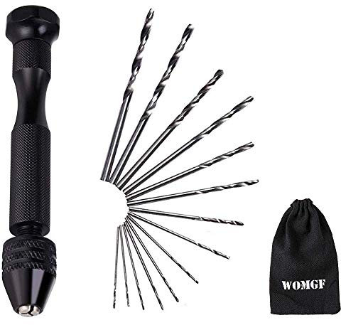 WOMGF Mini Trapano a Mano 14 Pcs Twist Drill Punte Trapano Elicoidali Precision 0.5-3.0mm per Foratura Modellismo Fai-da-te