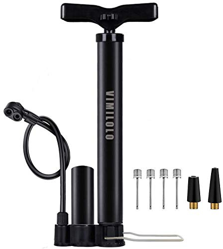 Bike Floor Pump, Bicycle Pump with Dual Presta & Schrader Valve Head, High Pressure Bicycle Tire Inflator, Portable Hand Air Pump for Road & Mountain Bikes, Strollers and Balls