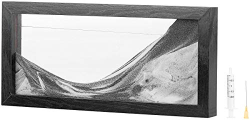 infactory Sandbild-Kippbilder: Schwarz-Weiß-Sandbild mit Holzrahmen, 35 x 16 cm (rechteckig, Kippsandbilder, Spiele)