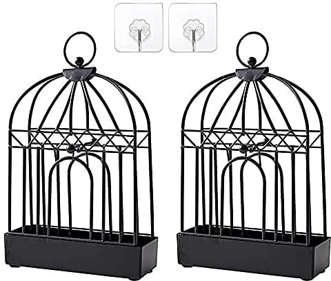 Lot de 2 Support Spirale Anti Moustique Supports de Bobines de Fumage Cadre de Bobine de Moustique en Bois de Santal à la Maison, Cages à Moustique en métal avec Poignée (Noir)