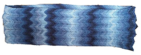 Wollschal XXL ca. 160 x 23 cm Schal handgestrickt Farbverlauf handgestrickt Zick-Zack Zackenmuster