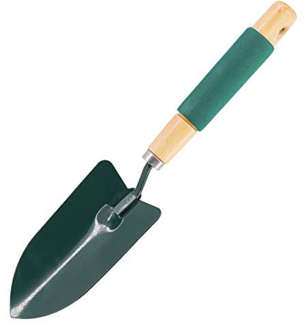 Garden Hand Trowel with Wooden Ergonomic Non-Slip Grip Handle 26.5cm x 7cm x 3cm, Ideal for Adults and All Gardening Jobs (Metal Garden Hand Trowel)