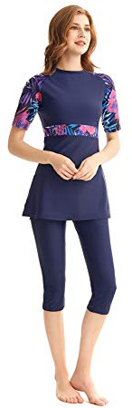 Rash Guard Surfdräkt Kortärmad Baddräkt Burkini Modest Badkläder för kvinnor Modesty Simdräkt Strandkläder (S, Z5)