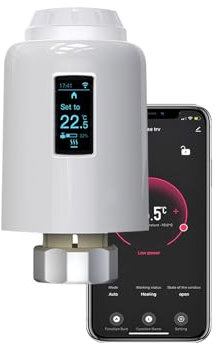 Qiumi Zigbee Thermostat Radiator Valve,Remote control by smart life app, voice control by Alexa and Google Assistant (Oled Dsplay)
