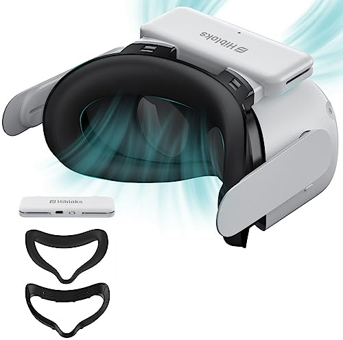 Hibloks Face Cover Plus Mit Heizkörper für Meta/Oculus Quest 2 - Lycra Oberfläche, Komfortabler Ersatz, Kompatibel Mit Fan Cooler, Verhindert Beschlagen Der Linsen