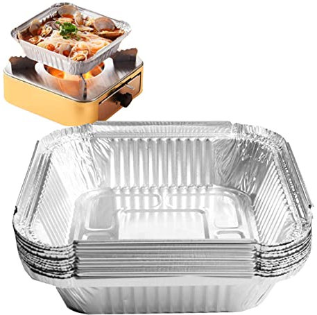 LANGYA 20 Stück Aluschalen Grillschale Alu 23 x 23 x 4 cm Rechteckige Aluminium Schale Aluminium-Tropfschalen zum Backen, Braten, Kochen, Einfrieren und Aufbewahren