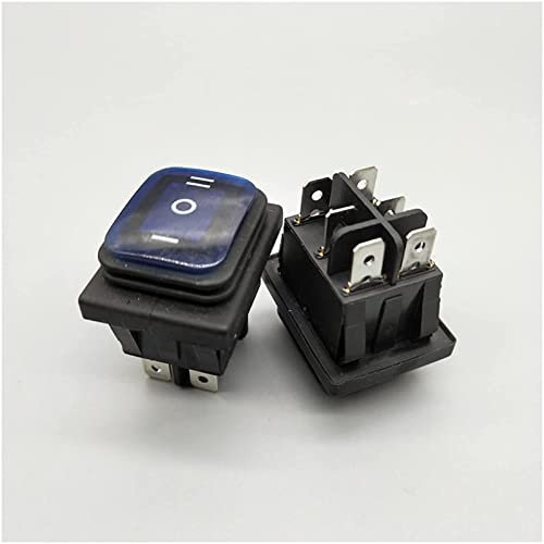 Interrupteur à bascule 1 pièces Kcd4-203 20A/250VAC 30x22 interrupteur à bascule étanche 6 broches DPDT on Off on 12V 220V rouge vert lumière LED interrupteur à bascule Microrupteurs ( Color : Blau ,