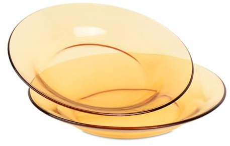Platos para ensalada premium 23cm 2 piezas, platos de vidrio para cena, platos vajilla cristal lavavajillas apto para microondas, ámbar