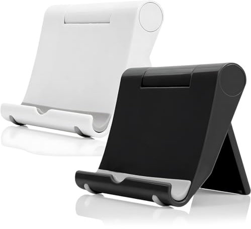 KOLZEMV 2 Piezas Soporte Móvil Mesa Plegable, Apoyo Teléfono Multiángulo, Soporte Dock Base para Teléfono Compatible con iPhone 14 Pro/14/13/12/11, Galaxy S22/S21, Xiaomi Redmi Note 12 11 Pro