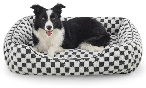 FURTIME Hundebett Mittelgroße Hunde, rutschfest Hundebetten Waschbares Hundekorb, Anti-Angst Hundebett Komfortabler Plüsch-Hundekörbchen, Geeignet für Border Collies, Labrador Retrievers, 76×61×23 cm