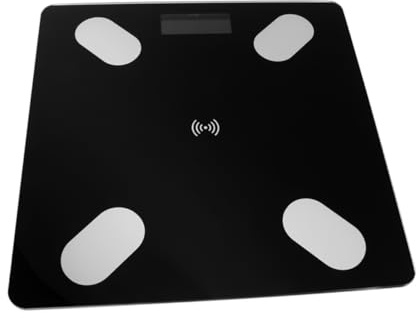 Intelligente Digitale Körperfettwaage LED Digital und Temperglas Schwarz | Körperfett Messgerät, Drahtlose Übertragung und Analyse Körperlicher Daten, für Persönliches Gesundheitsmanagement