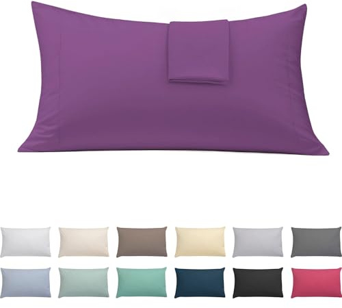 ECOMMERC3 | Confezione da 2 federe per cuscino 50 x 75 cm extra morbide e confortevoli. Federa per cuscino color lilla realizzata al 100% in Spagna, traspirante, facile da lavare