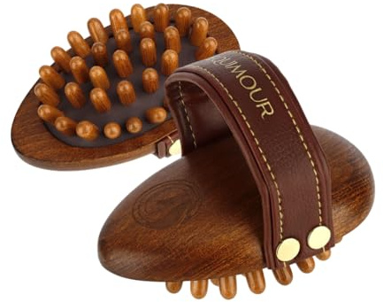 Equimour Massagestriegel – Pferdestriegel aus Holz mit stabilen Holznoppen & flexiblem Gummikissen – Für effektive Massage, Durchblutung & Wellness-Pflege deines Pferdes