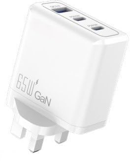 Multi-Port USB Fast Chargers, USB-C and USB-A Ports, Compatible with Mobile Phones and Laptops (65W)