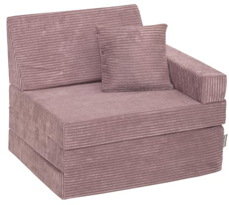 KiddyMoon Kindersessel Aufklappen Mit Kissen Aus Schaumstoff Sessel Für Kinder Kinderstuhl Für Kinderzimmer Stuhl Faltmatratze Matratzen Relaxsessel Kuschelsessel, Violett