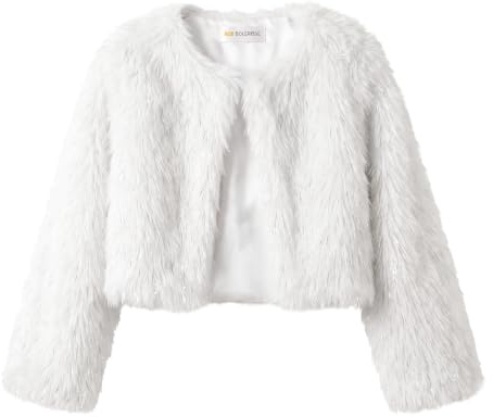 Bolerose Bolero Bambina Pelo Sintetico, Bianco Glitter, 5-6 Anni