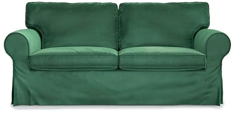 MASTERS OF COVERS Sofahusse Kompatibel mit IKEA Ektorp 2-Sitzer Sofa, Ersatzbezug, Handgefertigt, 100% Baumwolle (Grün, Samt)