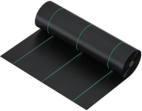 CRMCC 1m x 100m Heavy Duty Weed Control Membrane Fabric, Black Polypropylene (PP) Ground Cover, Garden Landscaping Fabric