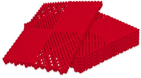 Klicktec Werkstatt-Boden, 6er Set 40x40cm, performance Klick-Fliesen – Garagen-Bodenbelag/Floor (Rot)