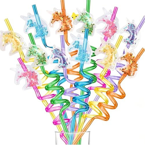KIRZAX 20 Piezas Pajitas Reutilizables, Unicornio Pajitas Niños, Pajitas Plástico, Pajitas para Fiestas Infantiles, Decoración para Fiestas de Cumpleaños, Accesorios para Fiestas
