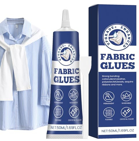 Fabric Glue - Extra Strong Permanent Fabricc Adhesive, Permanent Washable Material Repair Glue For Fabric - Fabrics, Crafts, Upholstery, Material, Badges, Textile, Felt Or Wool - Waterproof, Flexible