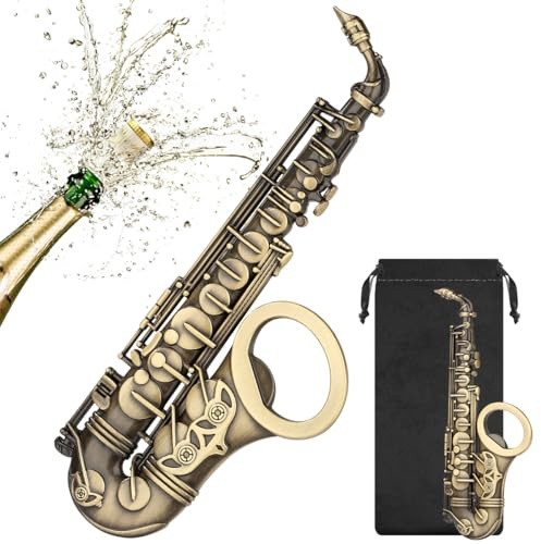 LKKCHER Saxophon Bier Flaschenöffner, Saxophon Musik Geschenke für Männer Frauen, Weihnachtsgeschenke Vatertagsgeschenk Geburtstagsgeschenk für Musiker Musikliebhaber, Bronze
