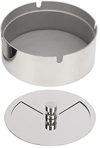 CHICIRIS Cendrier Imperméable Coupe-vent en Acier Inoxydable, pour Table D'extérieur, Couvercle, adapté au Patio, Matériau Lourd