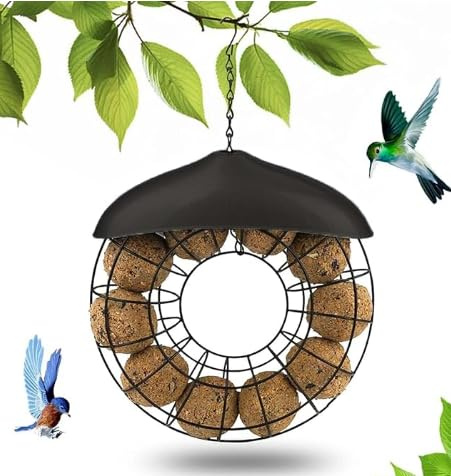 DASIAUTOEM Meisenknödelhalter Vogelfutterstation, Futterspender Vögel, Vogelfutterspender aus Metall, Meisenknödelhalter zum Aufhängen, Maisenknödelhalterung Futterspender für Wildvögel Garten Balkon