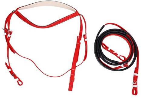 TOPINCN Hästgrimma och Tygelsats Premium PVC PU-läder Nylonmaterial Bekväm Passform för Hästens Nosparti för Hästtävlingar Träningsridlektioner