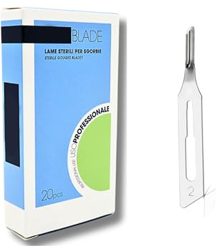 Lame sgorbie per pedicure professionali N° 2 conf. 20 pz, Rimuove calli, duroni e occhio di pernice, Lame Monouso in Acciaio Inox temprato, Sterili