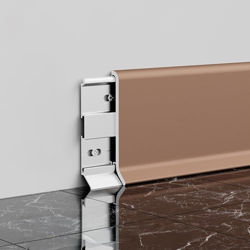 Coayuou Cache-plinthes en Aluminium 125 Cm* 2 Pièces Profil De Finition De Sol Durable avec Base 1:1 Protection Murale Décorative Étanche pour Sols Stratifiés Et Parquets en Bois(Style 5,4cm)