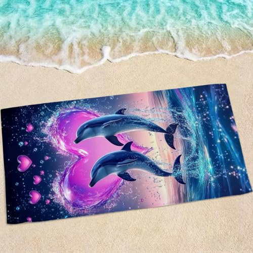 Telo Mare Microfibra Grande XXL 150x75cm - Asciugamano Antisabbia a Rapida Asciugatura - Ultra Assorbente, Viola Teli Mare e Piscina, Ideale come Asciugamano Palestra e Beach Towel - delfino 0e-991
