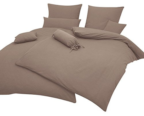 Janine Seersucker - Juego de cama (135 x 200 cm, incluye funda de almohada de 80 x 80 cm), color gris